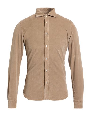 Mastricamiciai Man Shirt Khaki Size 15 ½ Cotton, Elastane In Neutral