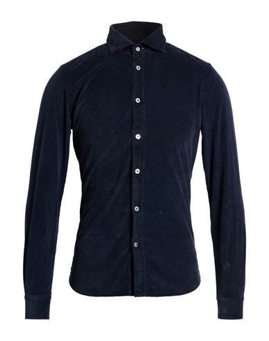 Mastricamiciai Man Shirt Midnight Blue Size 15 Cotton, Elastane In Blue