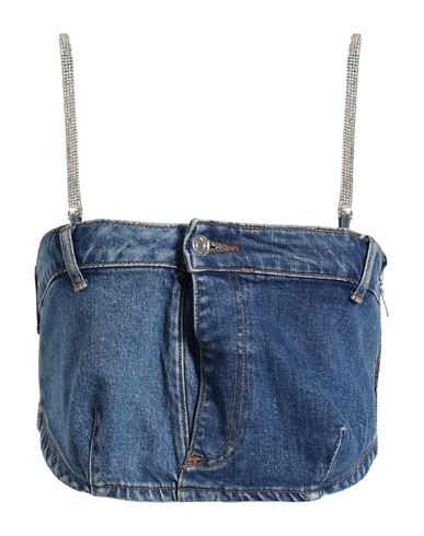 Liu •jo Woman Top Blue Size 8 Cotton, Elastane In Blue