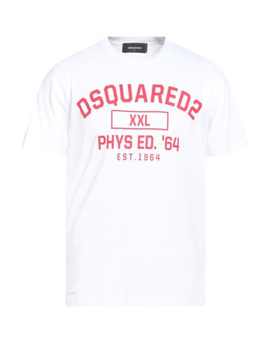 Dsquared2 Man T-shirt White Size L Cotton In Gray