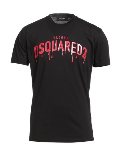 Dsquared2 Crew Neck Bloody Red T-shirt With Embossed Print In Black