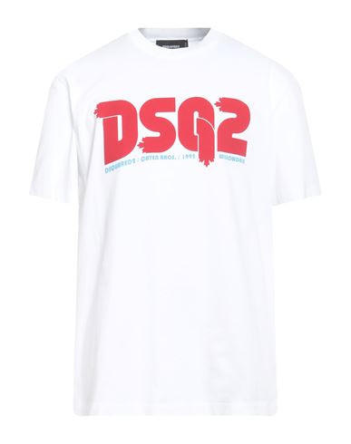 Dsquared2 Man T-shirt White Size L Cotton In Brown