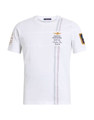 Aeronautica Militare Frecce Tricolori Man T-shirt White Size M Cotton In White
