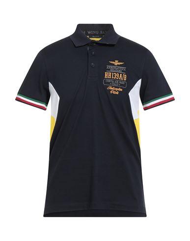 Aeronautica Militare Man Polo Shirt Navy Size M Cotton, Elastane In Black
