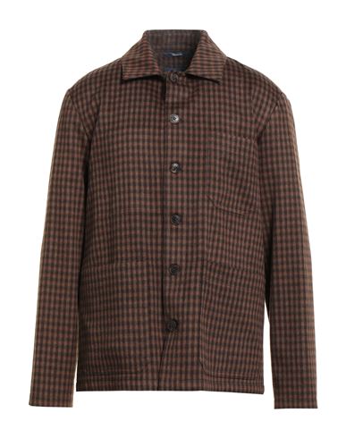 Drumohr Man Shirt Brown Size 44 Virgin Wool In Brown