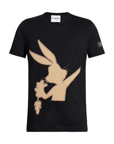 Iceberg Looney Tunes Man T-shirt Black Size Xxl Cotton, Polyester In Black