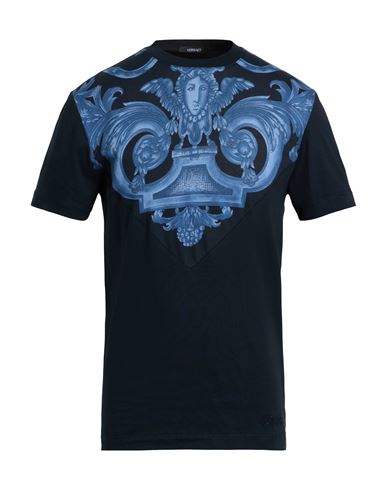 Versace Man T-shirt Midnight Blue Size L Cotton In Blue
