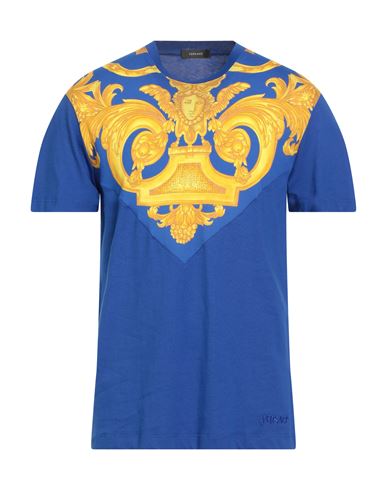 Versace Man T-shirt Bright Blue Size Xl Cotton In Blue