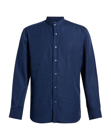 Caruso Man Shirt Midnight Blue Size 17 ½ Tencel In Blue