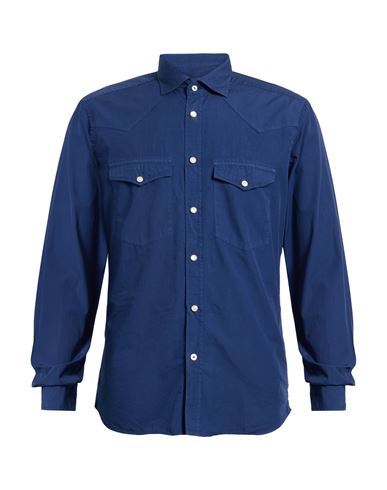 Mastricamiciai Man Shirt Midnight Blue Size 15 Cotton In Blue