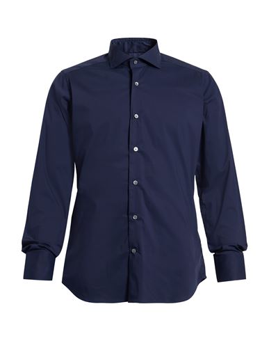 Guglielminotti Man Shirt Midnight Blue Size 16 Cotton, Polyamide, Elastane In Blue