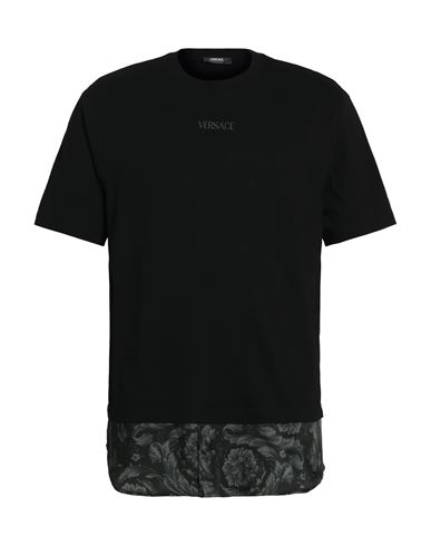 Versace Man T-shirt Black Size S Cotton, Polyester In Black