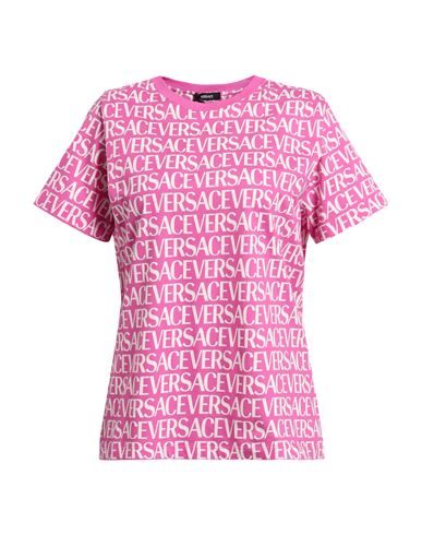 Versace Woman T-shirt Pink Size 12 Cotton In Pink