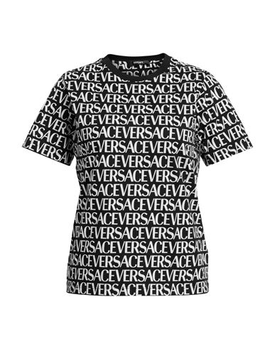Versace Woman T-shirt Black Size 6 Cotton In Multi