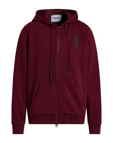 Iceberg Man Sweatshirt Burgundy Size L Cotton, Polyester In Burgundy