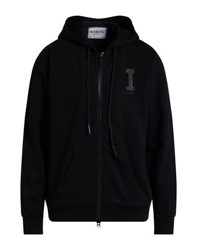 Iceberg Man Sweatshirt Black Size 3xl Cotton, Polyester In Black