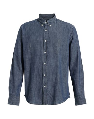 Deperlu Man Denim Shirt Blue Size 3xl Cotton In Blue