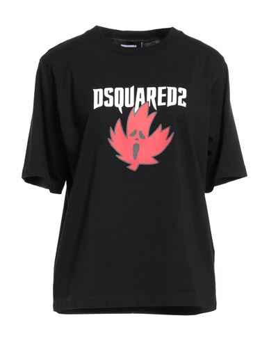 Dsquared2 Woman T-shirt Black Size L Cotton In Multi