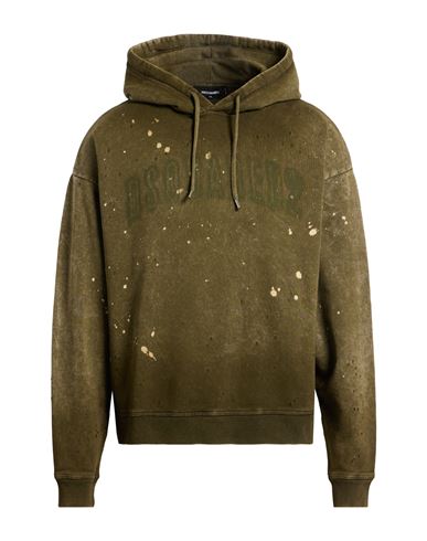 Dsquared2 Man Sweatshirt Military Green Size L Cotton In Green