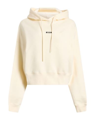 Msgm Woman Sweatshirt Cream Size Xl Cotton In Neutral