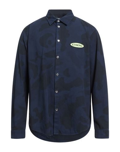 Iceberg Man Shirt Midnight Blue Size Xl Cotton In Blue