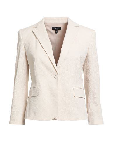 Theory Woman Blazer Beige Size 00 Cotton, Polyamide, Elastane In Sand