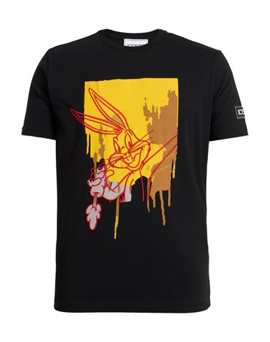 Iceberg Looney Tunes Man T-shirt Black Size Xl Cotton, Elastane In Black