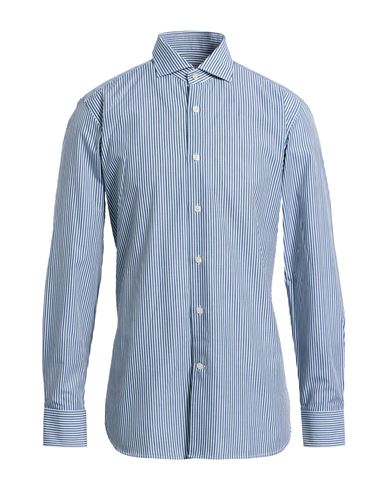 Guglielminotti Man Shirt Green Size 17 ½ Cotton In Blue