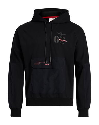 Aeronautica Militare Man Sweatshirt Black Size Xxl Viscose, Polyamide, Elastane In Black