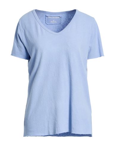 True Religion Woman T-shirt Sky Blue Size L Cotton, Linen, Elastane