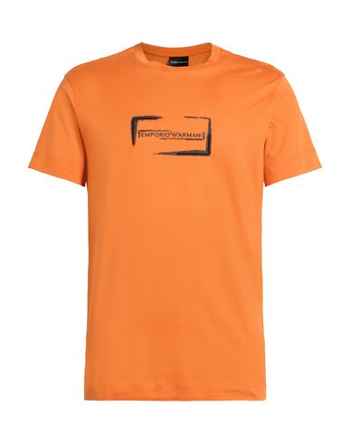 Emporio Armani Man T-shirt Orange Size L Cotton In Orange