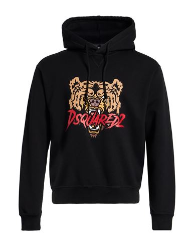 Dsquared2 Black Hoodie With Drawstring Hood And Maxi Logo Print On The Front In Black