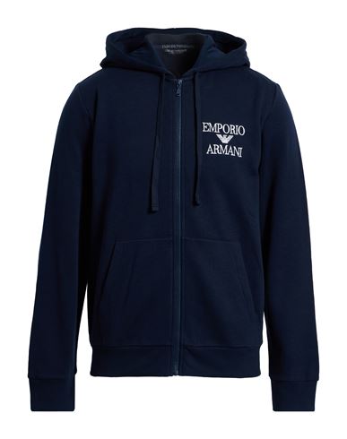 Emporio Armani Underwear Man Sweatshirt Midnight Blue Size M Cotton, Polyester, Elastane In Blue
