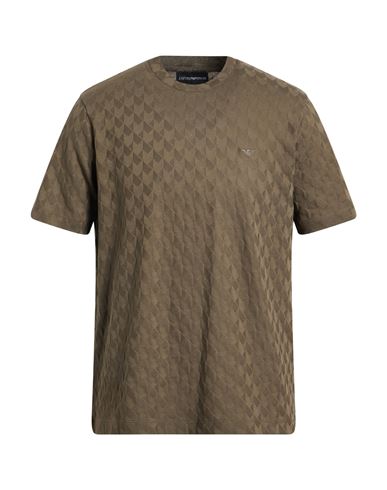 Emporio Armani Man T-shirt Military Green Size L Cotton In Green