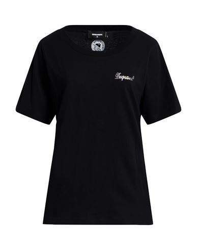 Dsquared2 Woman T-shirt Black Size L Cotton In Black