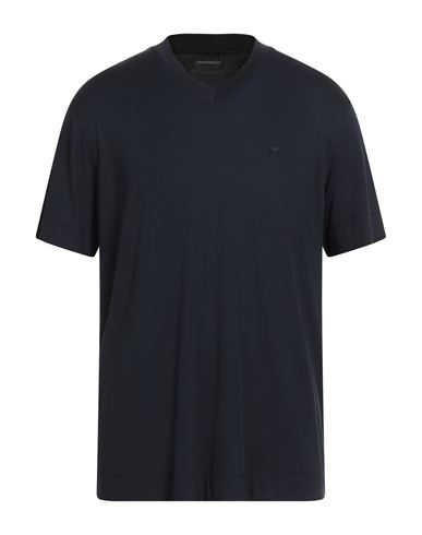 Emporio Armani Man T-shirt Midnight Blue Size Xl Modal, Elastane, Silk In Blue