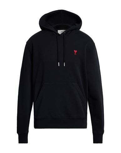 Ami Alexandre Mattiussi Cotton Hoodie With Drawstring Hood And Red Logo Embroidery In Black
