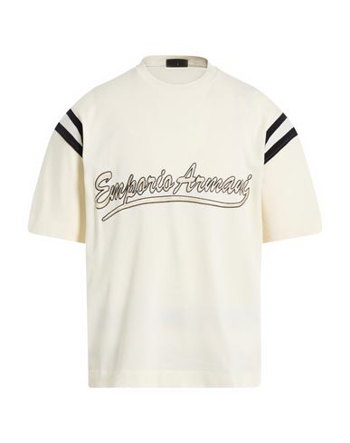 Emporio Armani Man T-shirt Cream Size L Cotton, Polyester, Elastane In White