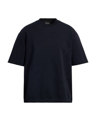 Emporio Armani Man T-shirt Midnight Blue Size L Cotton, Polyester, Elastane In Black