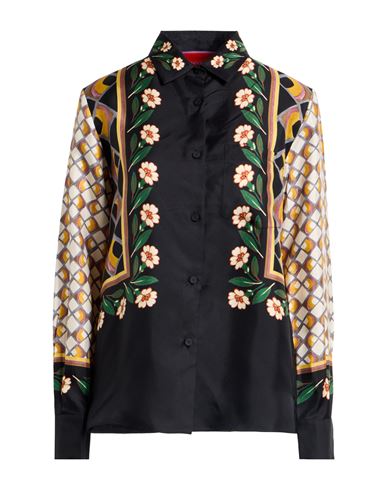 La Doublej La Double J Woman Shirt Black Size Xl Silk In Multi