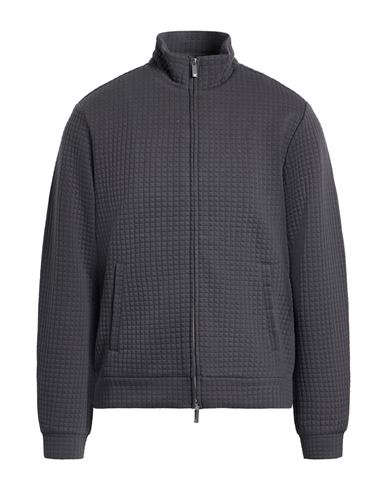 Emporio Armani Man Sweatshirt Charcoal Size L Polyester, Viscose, Elastane In Brown