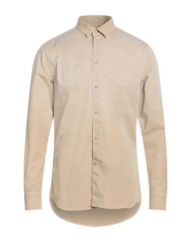 Paolo Pecora Man Shirt Sand Size 15 ¾ Cotton, Elastane In Brown
