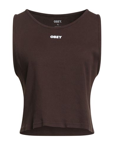 Obey Woman Tank Top Chocolate Brown Size Xl Cotton In Brown