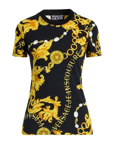 Versace Jeans Couture Woman T-shirt Black Size L Cotton, Elastane In Black