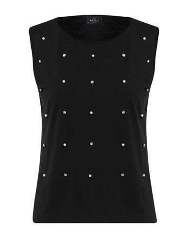 Mou Italy Deluxe Woman Tank Top Black Size Xl Polyester, Viscose, Elastane In Black
