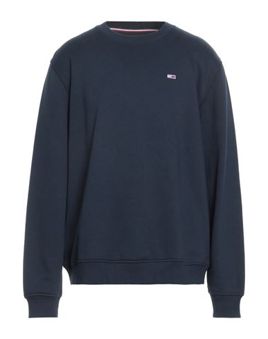 Tommy Jeans Man Sweatshirt Navy Size Xl Cotton, Polyester In Blue
