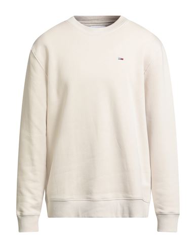 Tommy Jeans Man Sweatshirt Beige Size Xl Cotton, Polyester In Sand