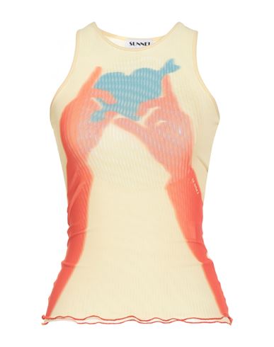Sunnei Woman Tank Top Yellow Size S Polyamide, Elastane In Neutral