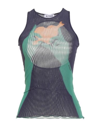 Sunnei Woman Tank Top Navy Size M Polyamide, Elastane In Gray