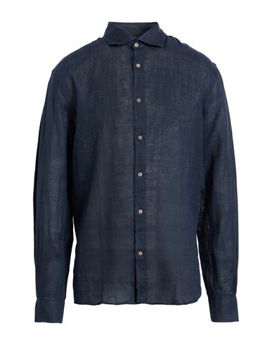 Liu •jo Man Man Shirt Midnight Blue Size 17 ½ Linen In Blue